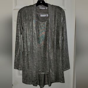 Susan Graver GOLD Metallic Blazer and Tank Top